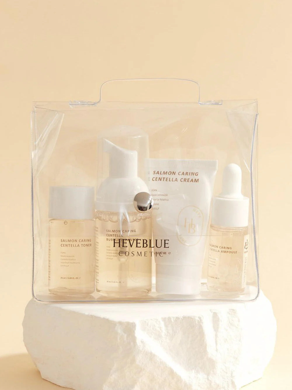 HEVEBLUE SALMON CARING CENTELLA SPECIAL TRAVEL KIT BAG