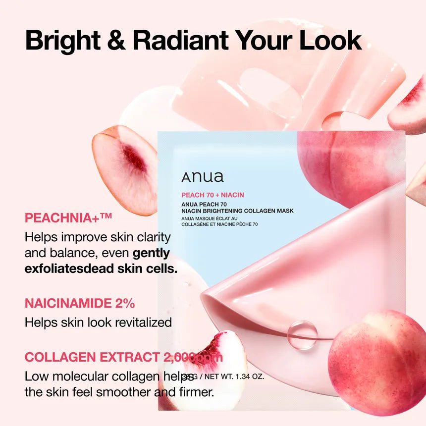 ANUA PEACH 70 NIACIN BRIGHTENING COLLAGEN MASK